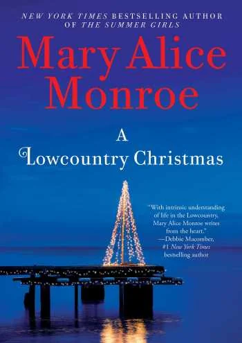 Cover of a Lowcountry Christmas, shows a lighted tree on a dock surrounded by water